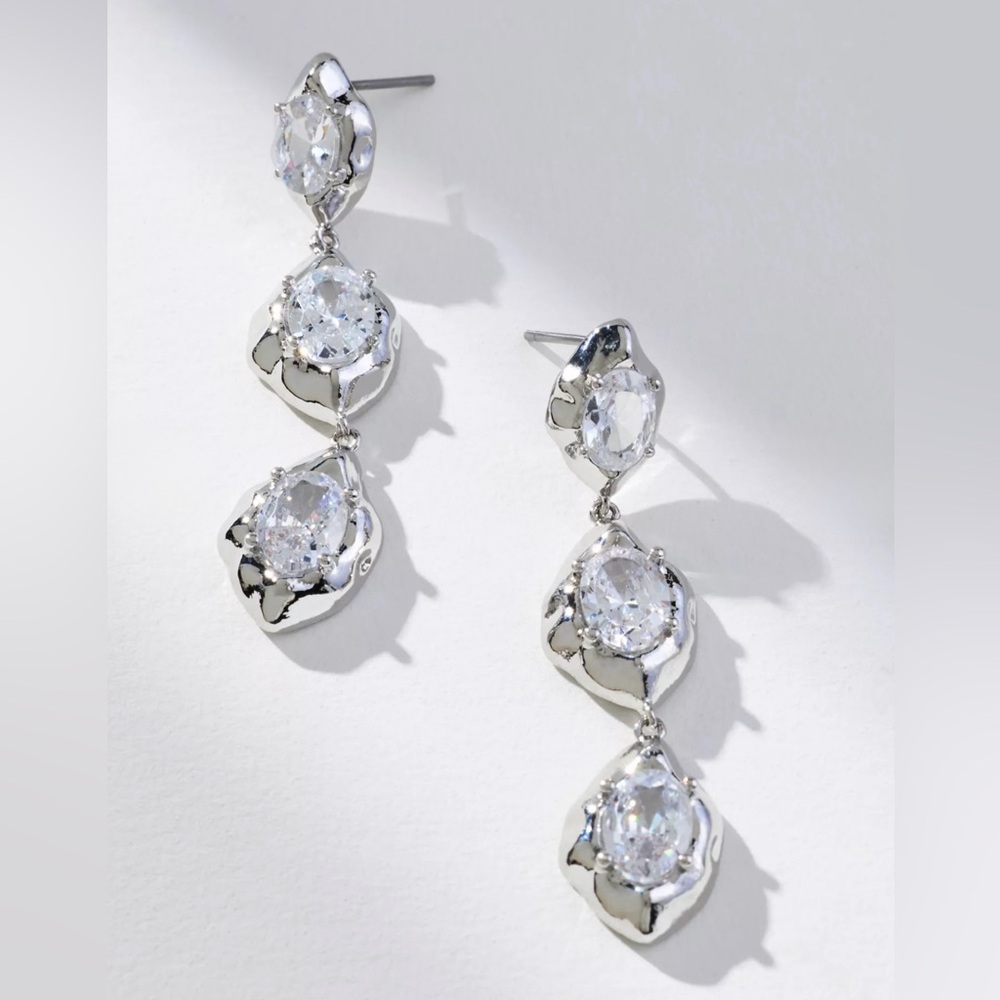 Anthropologie TRIPLE-CRYSTAL POST EARRINGS